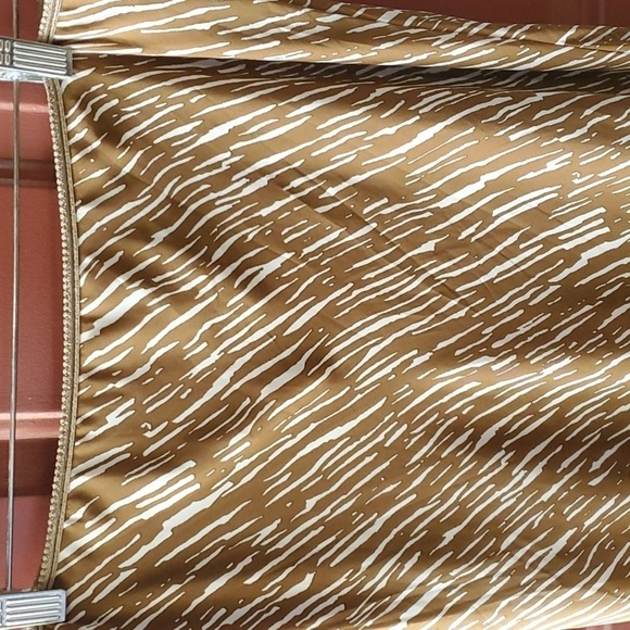 Jonathon Martin brown & white print ruffle bottom lined skirt size large - Picture 2 of 6